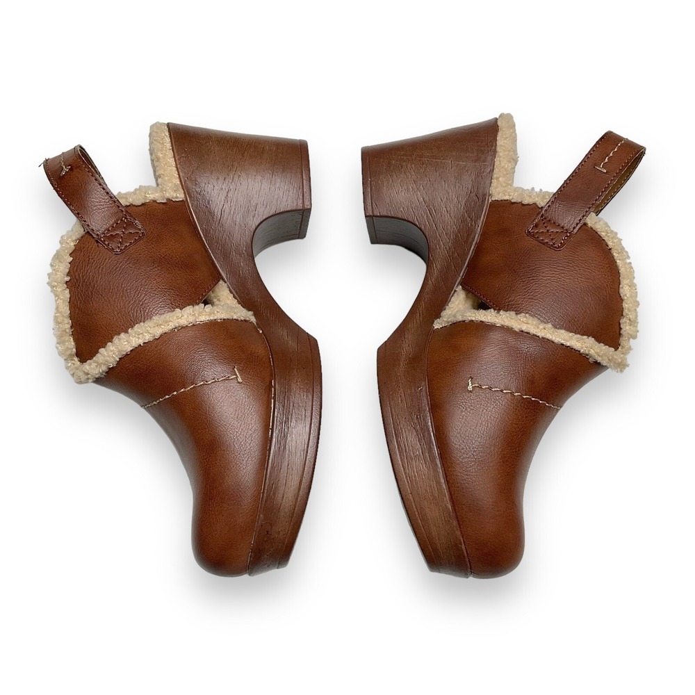 b.o.c. By Born Women Tan Brown Sherpa Lined Buckle Clogs Heels Size 11 NWOB $100 - Picture 6 of 11